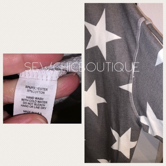 Star Printed Half Zip French Terry Hoodie - Picture 6 of 6